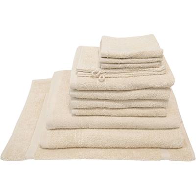 Handtuch Set DYCKHOFF "Kristall", beige, Frottier, Frottier, Obermaterial: 100% Baumwolle, Handtuch-Sets, Umfangreiches Badezimmer Komplett-Set inklusive Badvorleger