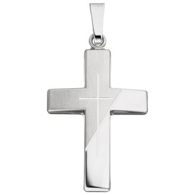 Kreuzanhänger JOBO "Anhänger Kreuz", silber (silber 925), Schmuckanhänger, Damen, Silber 925 (Sterlingsilber), 925 Silber