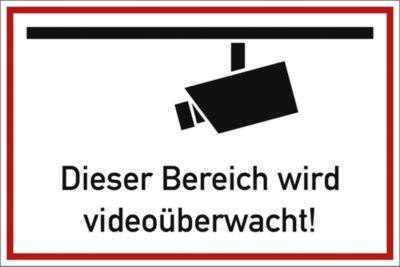 moedel Hinweisschild „Dieser Bereich wird videoüberwacht!“, L 200 x B 300 mm, Kunststoff, rot-schwarz-weiß
