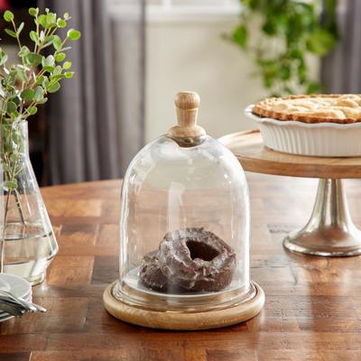 ARCILLA ELEMENTAL Brown Glass Decorative Cake Stand with Glass Lid
