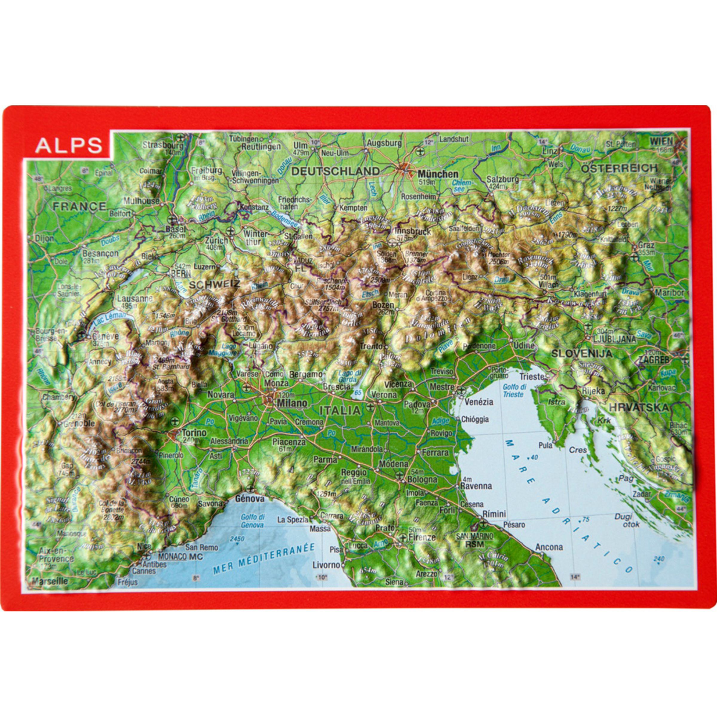 Georelief 3D Reliefpostkarte Alpen Postkarten
