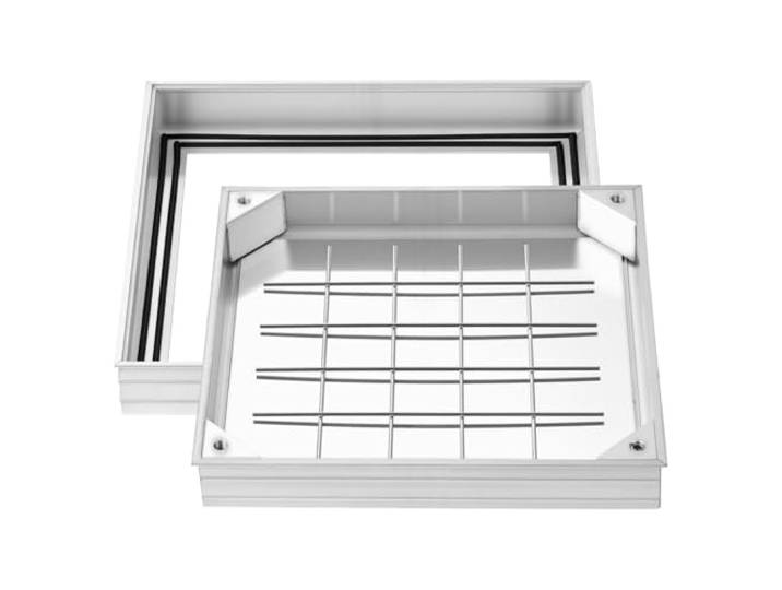 VEVOR Plaque d'Égout avec Cadre 40x40 cm\, Couvercle de Regard Encastré Invisible\, pour Inspection de Drainage Bouche d'Égout Trottoir Jardin\, Couvercle de Fosse Septique Carré\, en Alliage d'Aluminium