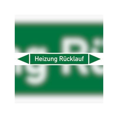 Rohrleitungskennzeichen Heizung Rücklauf - 187x26 mm Folie selbstklebend