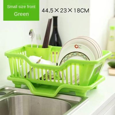 Uplift Essentials Countertop Dinnerware Dish Drying Rack & Integrated Drainboard System green