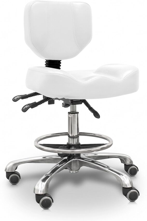 Tuttoperlestetica Sgabello Tecnico Professionale con Schienale Reclinabile – Ideale per Manicure, Pedicure e Centro Estetico