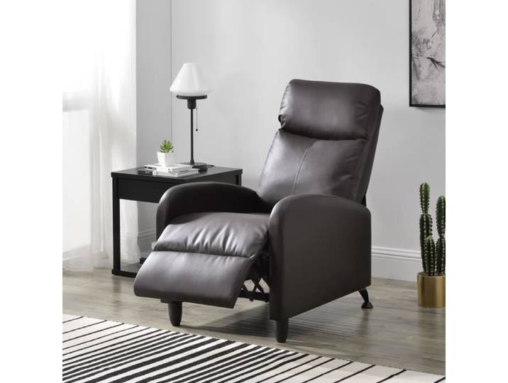 Fauteuil Relaxant Bregenz Inclinable et Repose-Pieds Similicuir Marron