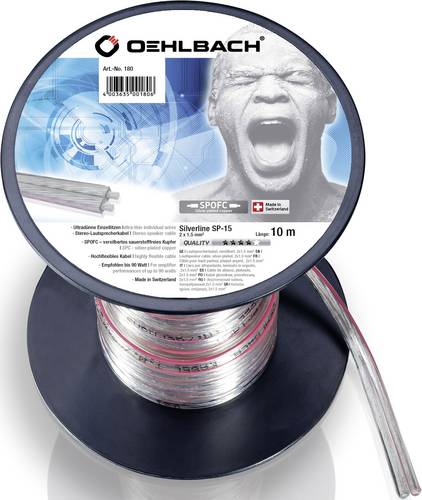 Oehlbach 180 Lautsprecherkabel 2 x 1.5mm² Transparent 10m