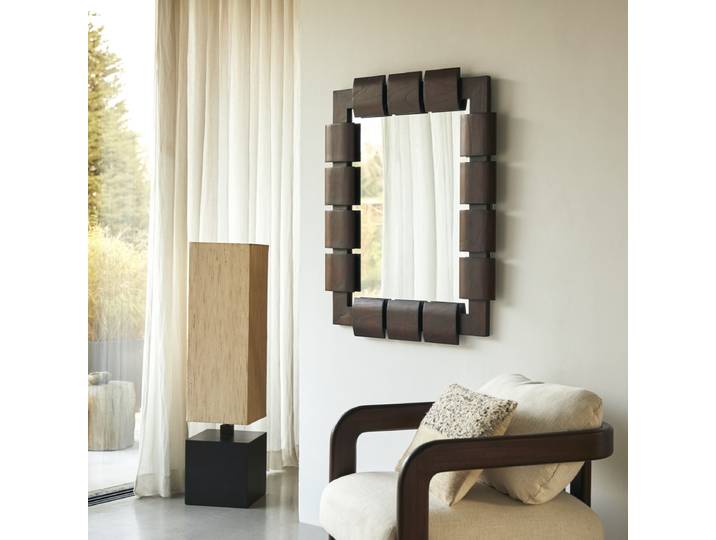 Spiegel Isaac aus Mindiholz, 100 x 80 cm - Braun