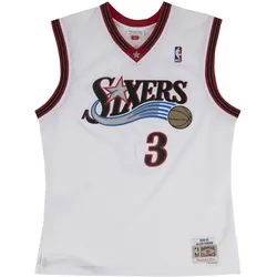 Mitchell & Ness, Herren, Sportshirt, Swingman Jersey Philadelphia 76Ers 200001 Allen Iverson (S), Weiss