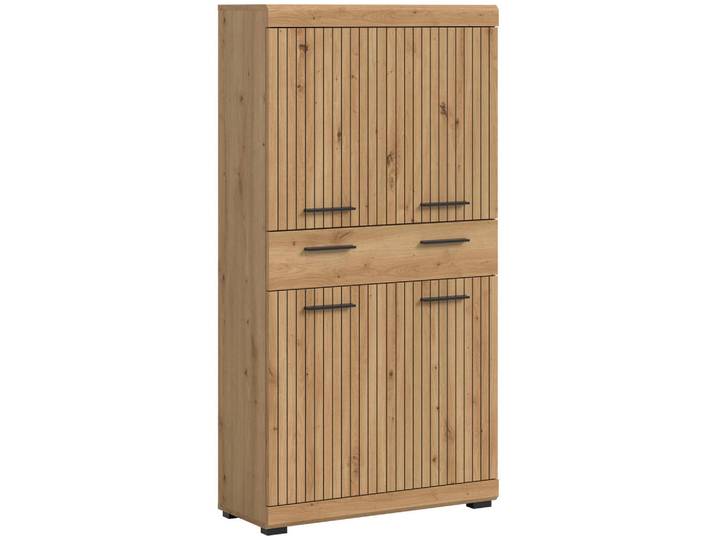 Mid.you Midischrank Scout, Eiche Artisan, Kunststoff, Holzoptik, 2 Fächer, 1 Schublade(n) Schubladen, 74x141x31 cm, stehend, Badezimmer, Badmöbel, Midischränke