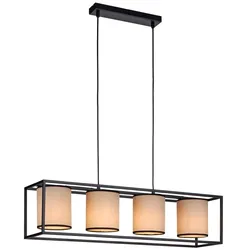 Hängelampe Esstischleuchte Pendellampe Textil Wohnzimmerlampe 4 flammig H 120 cm