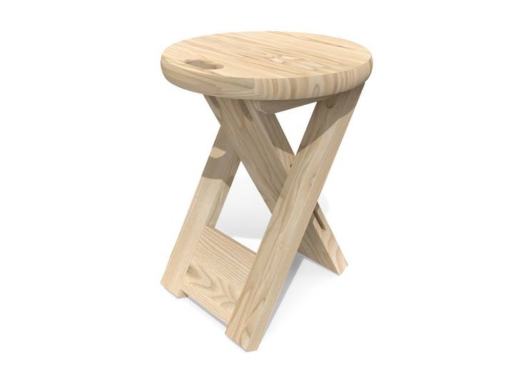 Tabouret pliable en bois vintage Brut (sans vernis)