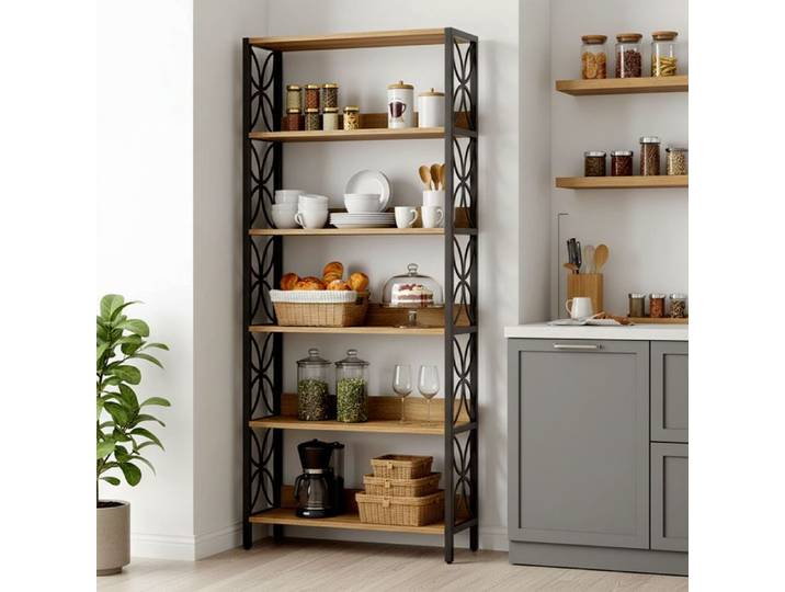 Bibliotheque 180 cm Bibliothèque avec 6 étagères Bibliothèque Ouverte pour Salon Bureau Chambre (Rétro) Marron