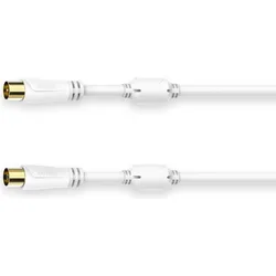 Hama Antennen-Kabel, Koax-Stecker - Koax-Kupplung, vergoldet, 10,0 m, 100 dB (100 dB, Antennenkabel), Antennenkabel
