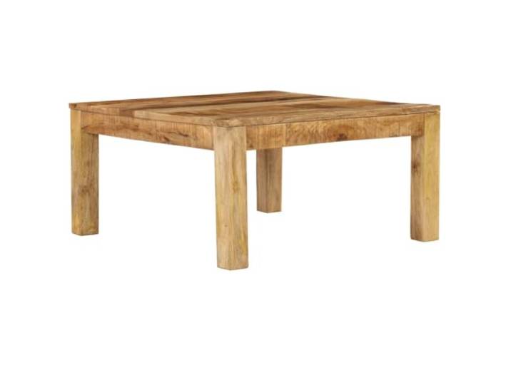 pokgdf Couchtisch 80x80x40 cm aus Massivholz Mango, Beistelltisch Massives Mangoholz, raue Oberfläche, Retro-Stil, Unikat, Landhaus-Design, robust, vielseitig nutzbar