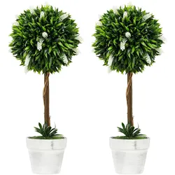 KUNSTPFLANZE Lavendel 2er-Set Künstliche Pflanzen 60 cm Zimmerpflanze Weiß
