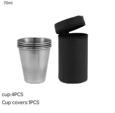 Uplifted Finds 4Pcs Outdoor Travel Stainless Steel Cups Mini Glasses With Case 70ml