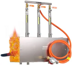VEVOR tragbare Propangas-Schmiede mit 3 Brenner 1427 °C, Hufschmiede Schmiedeofen mit quadratischer Form, Edelstahl, Gasschmiedewerkzeuge und -ausrüstung, Schmelzofen Verwendung zum Metallschmieden
