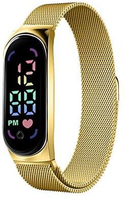 Multisell Products Hub Digital LED Touch Watch For Women With Magnetic Strap For Everyday Style gold