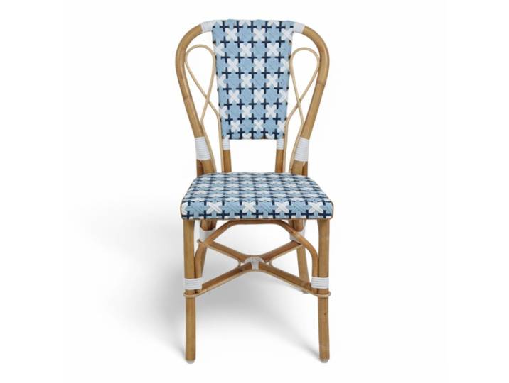 Chaise de terrasse AUTEUIL - Rotin - Tressage Bleu et Blanc
