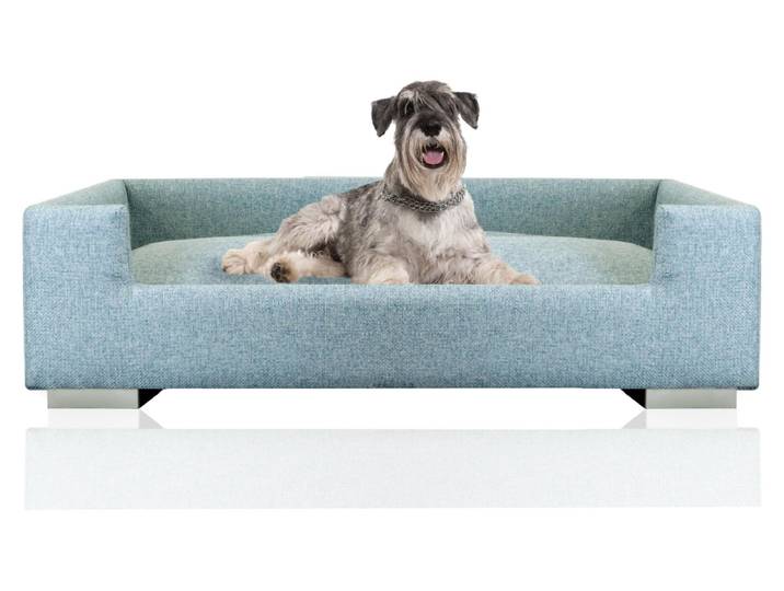 Rohrschneider Hundesofa Hundebett für mittelgroße und grosse Hunde, hoher Rand, waschbar, robuster Polsterstoff aus 100% Polyester, türkis, inkl. 2x Dekokissen