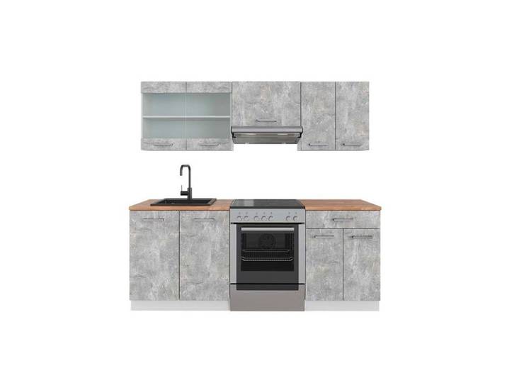 Cuisine R-Line 200cm PT Chêne Béton/Blanc Vicco 42299