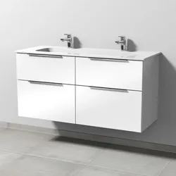 Sanipa 3way Waschtisch-Set mit Keramik-Waschtisch Design und Unterbau, Weiß-Glanz, UF48378 UF48378