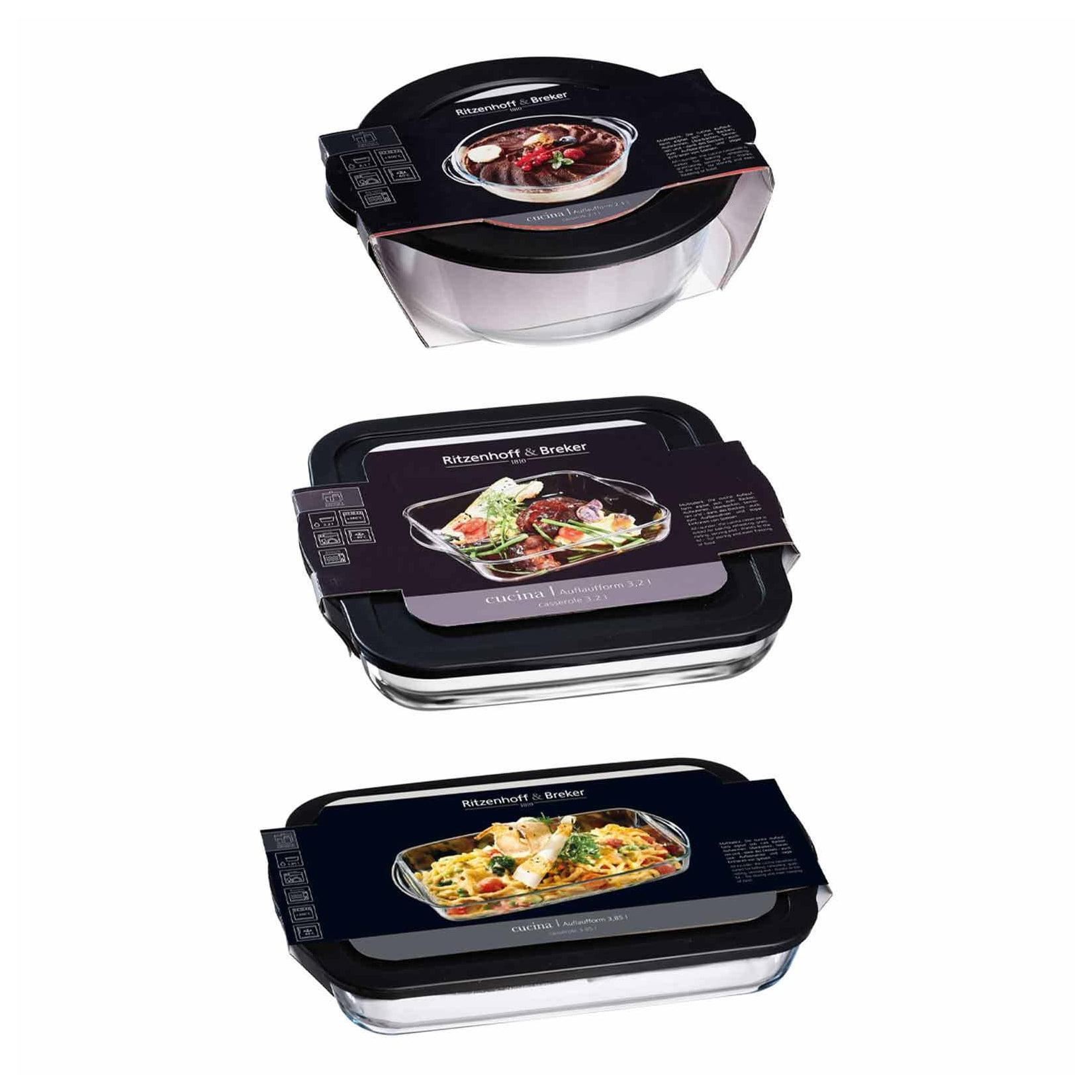 Ritzenhoff & Breker Auflaufformen mit Frischhaltedeckel Cucina 3er Set