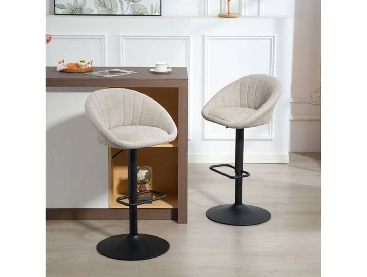 Lot de 2 Barhockers Beige Réglables 62-82 cm Drehbar Lot de 2