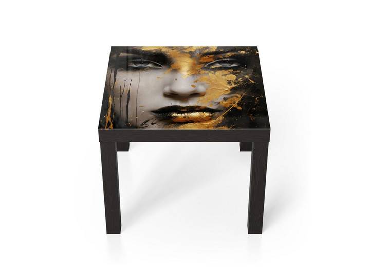 DEQORI Couchtisch 'Goldener Blick', Glas Beistelltisch Glastisch modern
