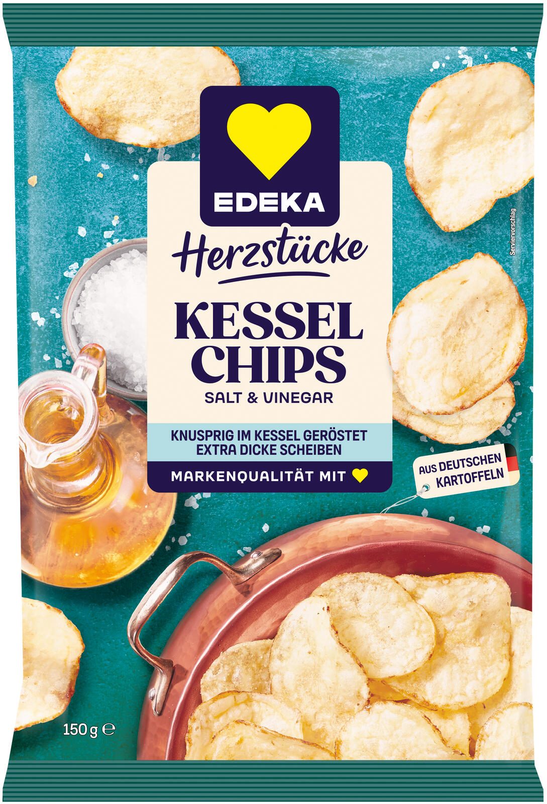 EDEKA Herzstücke Kesselchips Salt & Vinegar 150,0 g 6277661005