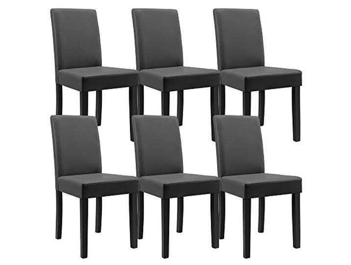 [en.casa] Esszimmerstühle Hamburg 6er Set Küchenstühle Kunstleder Polsterstuhl 89 x 43 x 54 cm Holzbeine Dunkelgrau