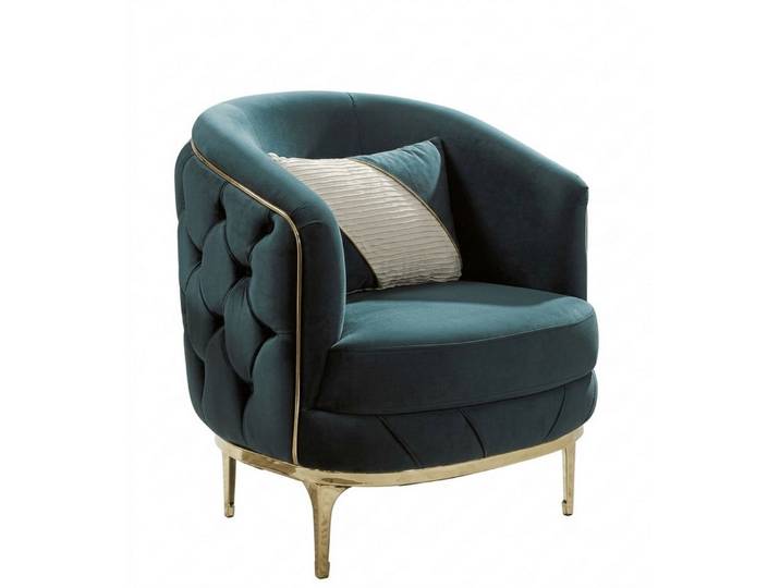 JVmoebel Loungesessel Grüner Eleganter Chesterfield Sessel mit Stoffbezug Loungesessel (1-St), Made in Europa