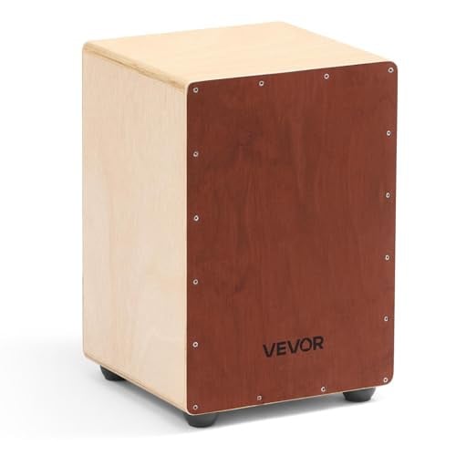 VEVOR Cajon Box Drum van berkenhout met interne snaredraden, bruin, B/D/H: 25,4 x 25,4 x 38,1 cm