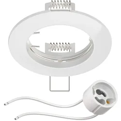 ledscom.de Deckeneinbaurahmen Circ Aluminium Einbaurahmen weiß (LED/Halogen/GU10/MR16/PAR16/50mm) inkl. GU10 Fassung