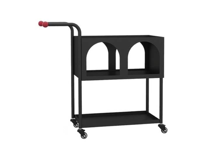 9bbhfJw4R Couchtisch im Landhausstil Moderner, minimalistischer mobiler Retro-Aufbewahrungswagen(Schwarz)
