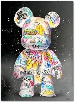 Uplift Picks Cute Bear Graffiti Canvas Painting Pop Art Street Wall Decor 40x50 Cm