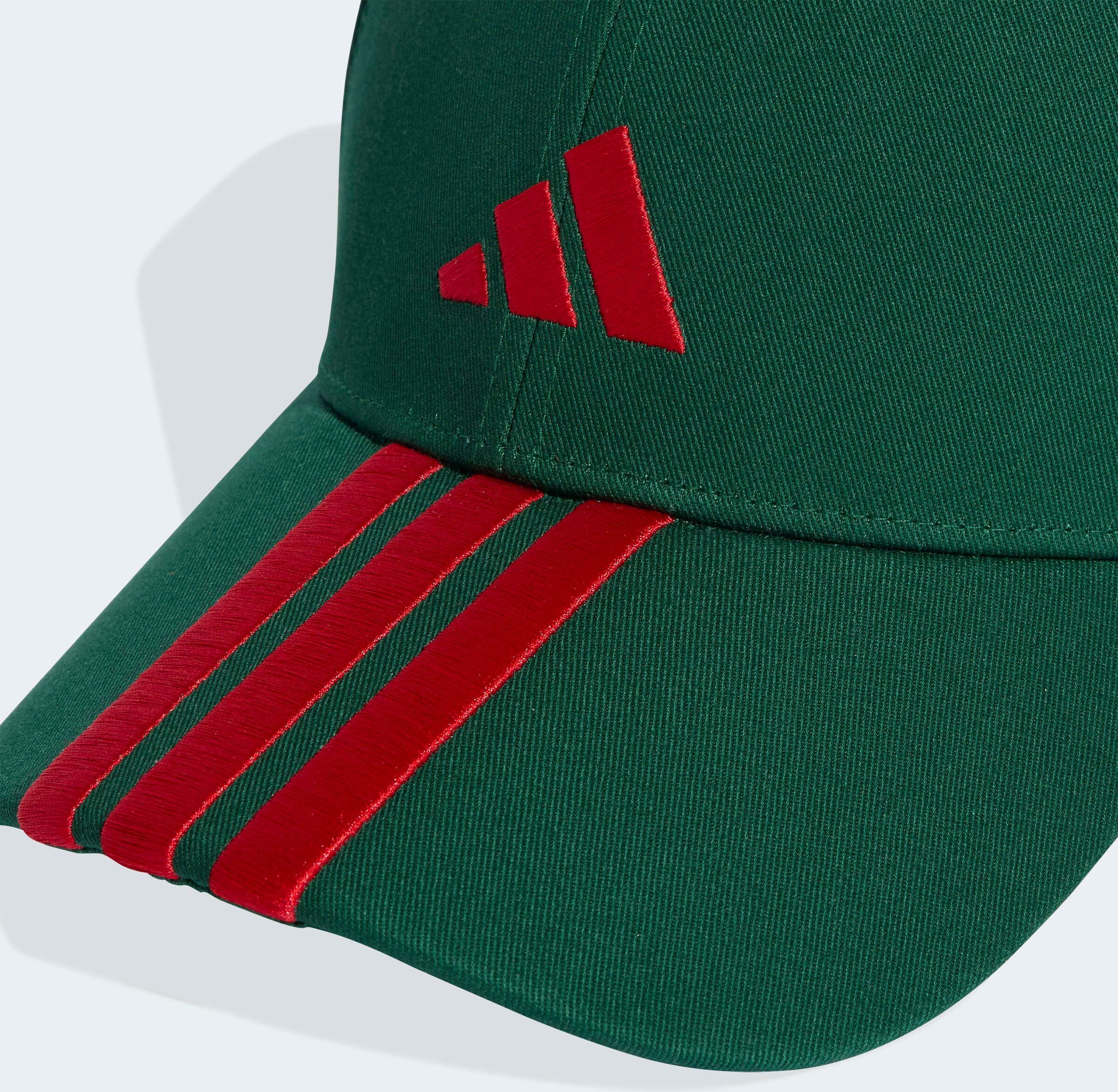 Baseball Cap ADIDAS PERFORMANCE "3-STREIFEN NEW LOGO", team dunkelgrün, better scarlet, Baumwolle, Caps Baseball Cap