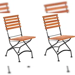 Merxx Schlossgarten Stuhl Set 2tlg., 2 Stühle, Stahl/Eukalyptusholz