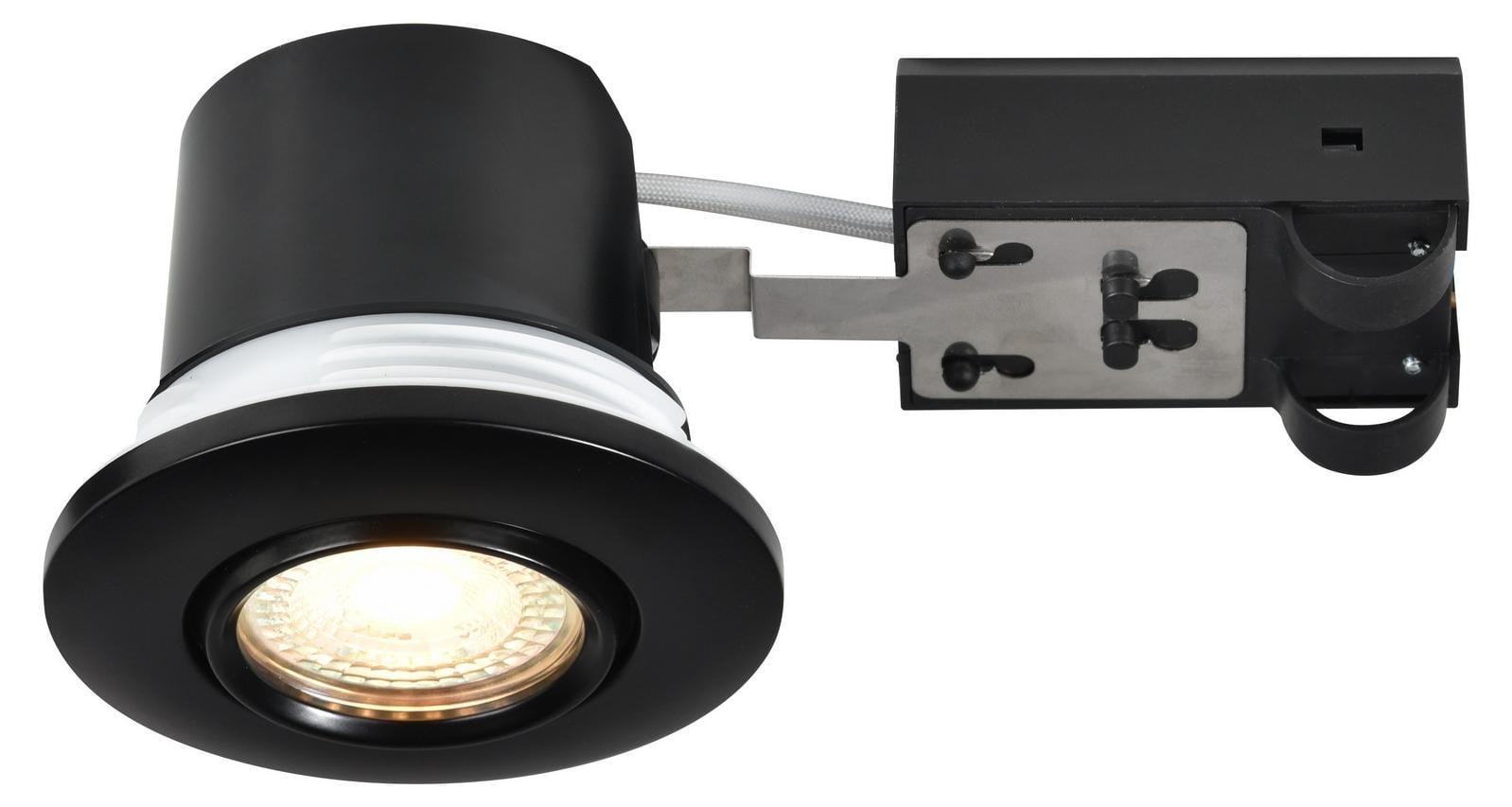 Nordlux Inbouwspot Umberto zwart, ronde aluminium LED-spot met dimbare GU10-fitting en IP44-bescherming