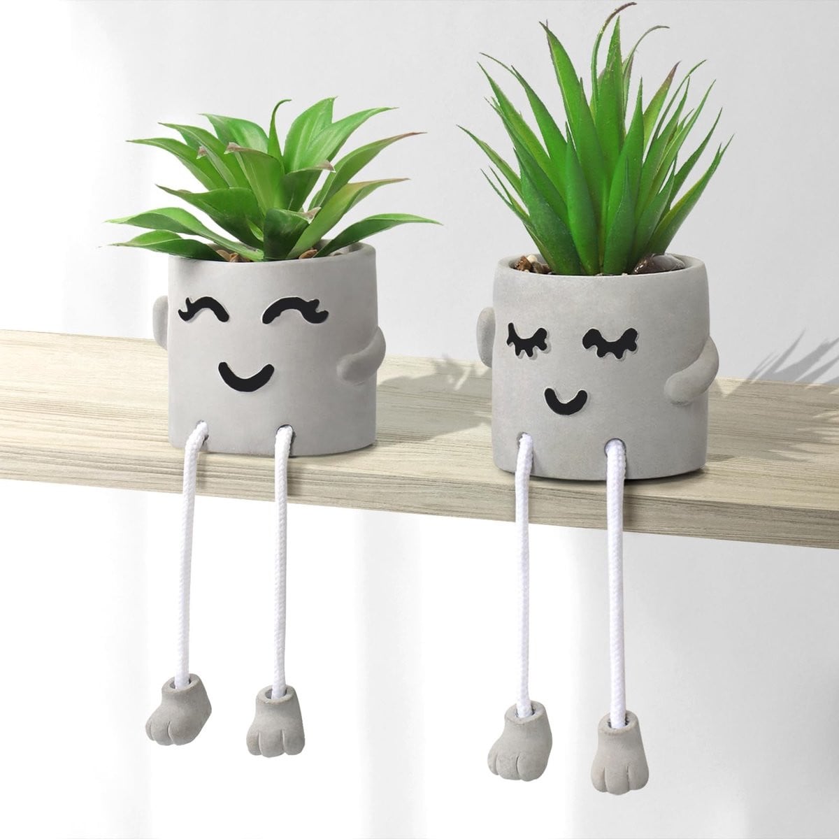 Set van 2 kunstplanten in cement pot van Omgoods