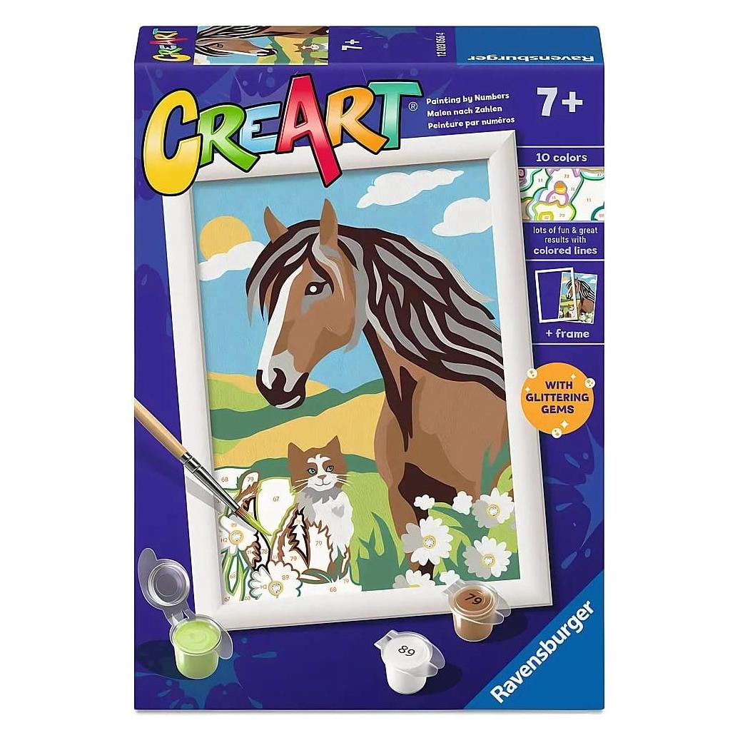 Ravensburger CreArt, Malen nach Zahlen Kinder - Pferd und Kätzchen (12023056)