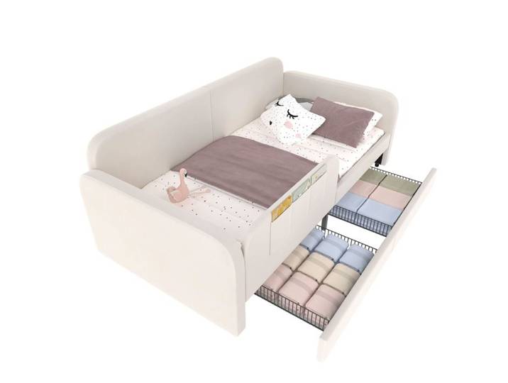 Lit rembourré enfant avec tiroirs 90x200 cm EVRYAE