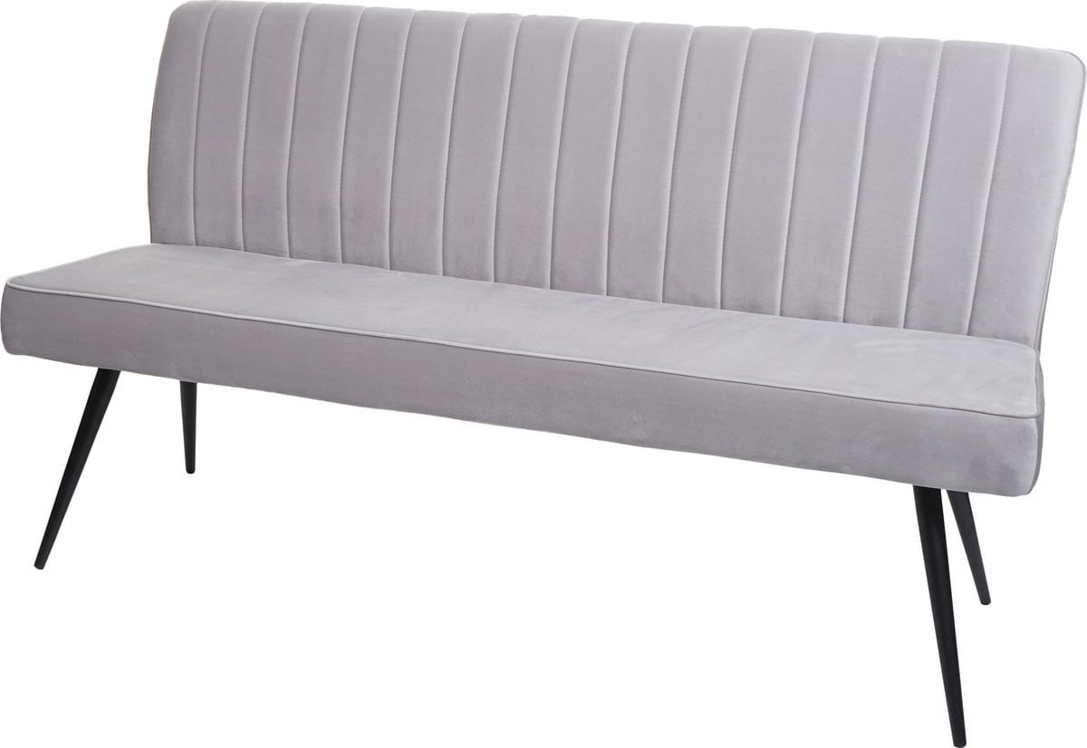 Bank MCW-K16 gestoffeerde bank met fluwelen rugleuning en metalen onderstel, lichtgrijs, Breedte: 160 cm