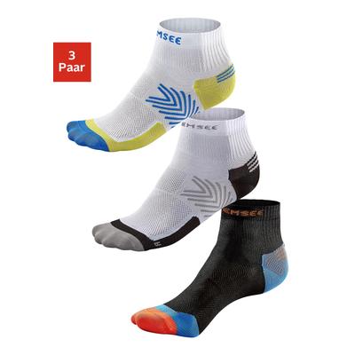 Funktionssocken CHIEMSEE "Damen Herren Kurzsocken, Sportsocken für Laufen und Wandern", Damen, Gr. 35-38, bunt (weiß, blau, grün, weiß, schwarz, grau, schwarz, blau, rot), Elasthan, Polyamid, unifarben, elastisch, Socken, schnell trocknend