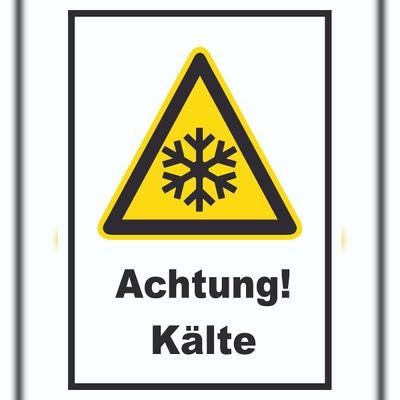 HB-Druck Achtung Kälte A1 Rückseite selbstklebend Schild