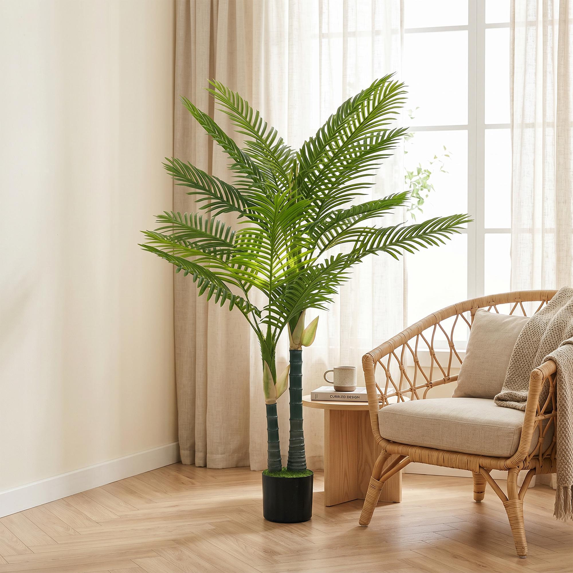 Homcom Palma Artificiale 150 cm in Vaso con 16 Fronde per Soggiorno e Balcone Decorazione, Verde   Aosom Italy