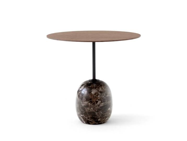&Tradition - Lato Beistelltisch oval 40 x 50 cm, H 45 cm, Walnuss / Emparador Marmor