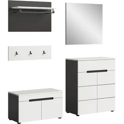 Garderobe 4-teilig Grau, Weiß