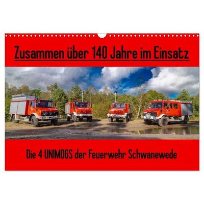 Die 4 UNIMOGS der Feuerwehr Schwanewede (Wandkalender 2027 DIN A3 quer), CALVENDO Monatskalender